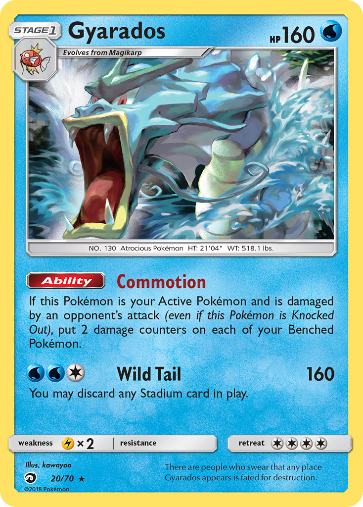 Gyarados 20/70 English Pokémon card from Dragon Majesty (2018)