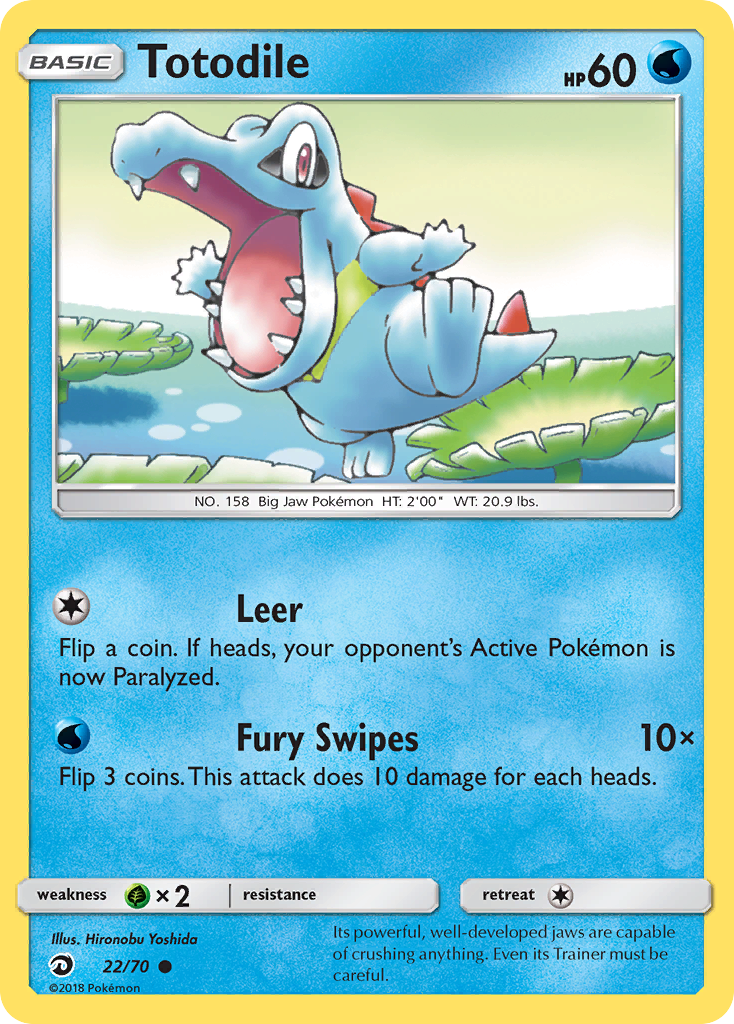 Totodile 22/70 English Pokémon card from Dragon Majesty (2018)