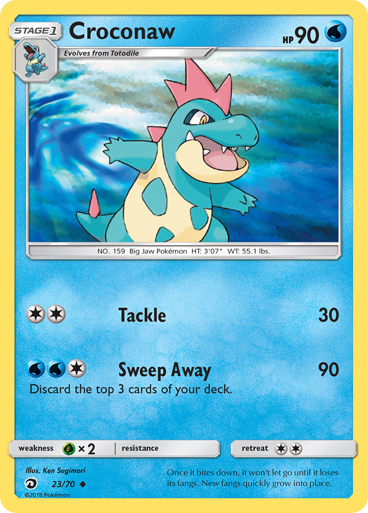 Croconaw 23/70 English Pokémon card from Dragon Majesty (2018)