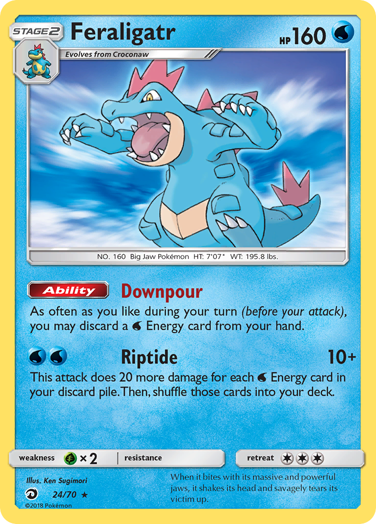 Feraligatr 24/70 English Pokémon card from Dragon Majesty (2018)