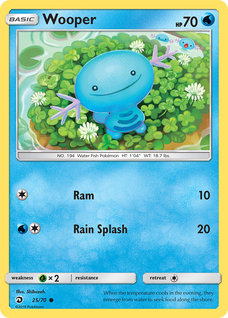 Wooper 25/70 English Pokémon card from Dragon Majesty (2018)