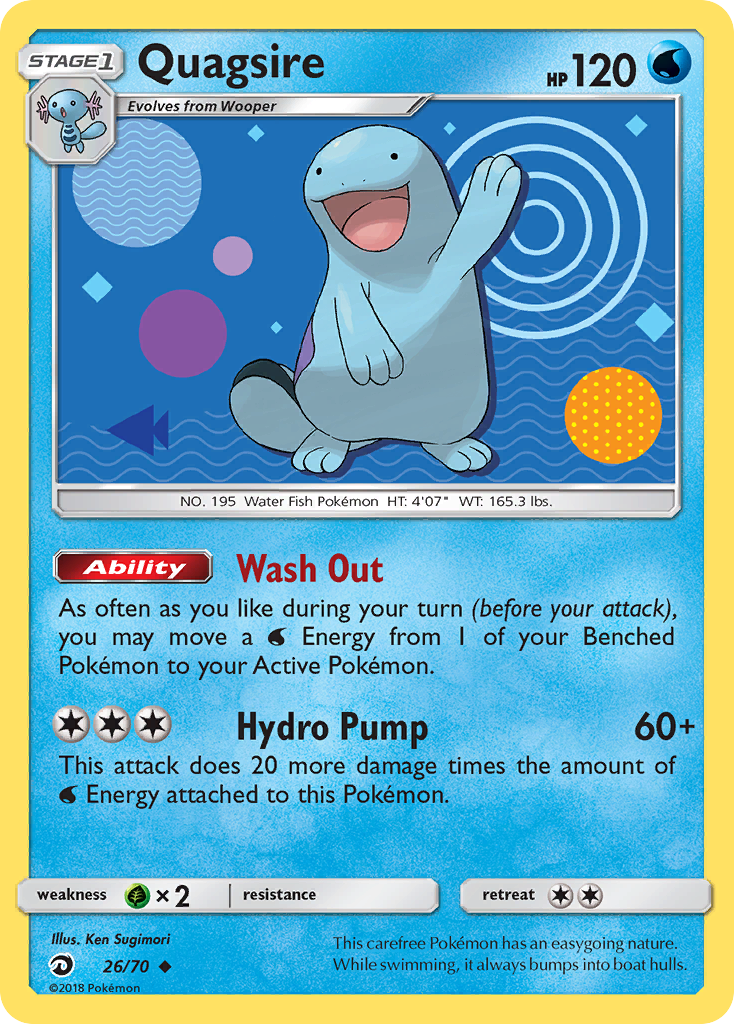 Quagsire 26/70 English Pokémon card from Dragon Majesty (2018)