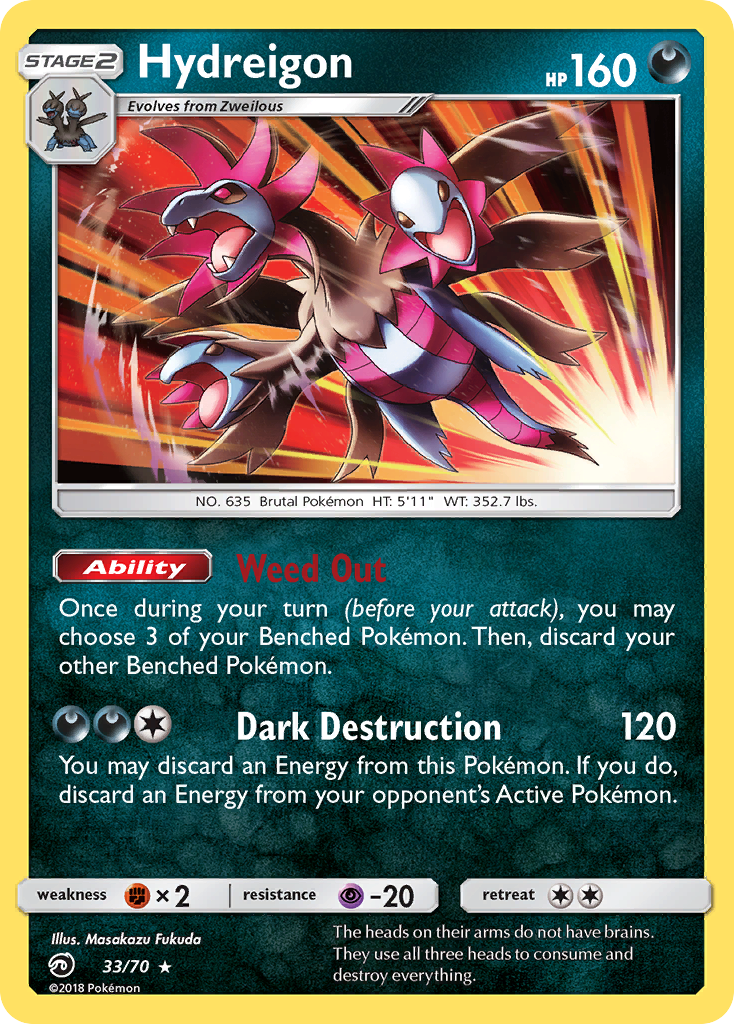 Hydreigon 33/70 English Pokémon card from Dragon Majesty (2018)