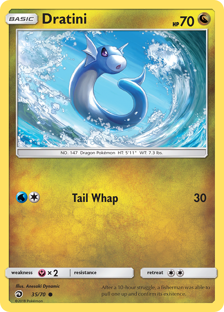 Dratini 35/70 English Pokémon card from Dragon Majesty (2018)