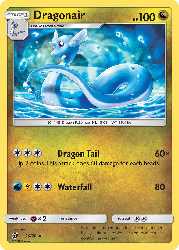 Dragonair 36/70 English Pokémon card from Dragon Majesty (2018)