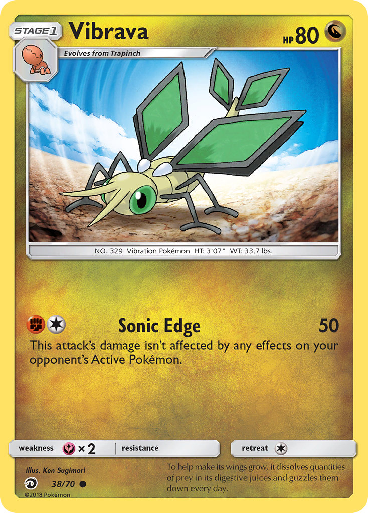 Vibrava 38/70 English Pokémon card from Dragon Majesty (2018)