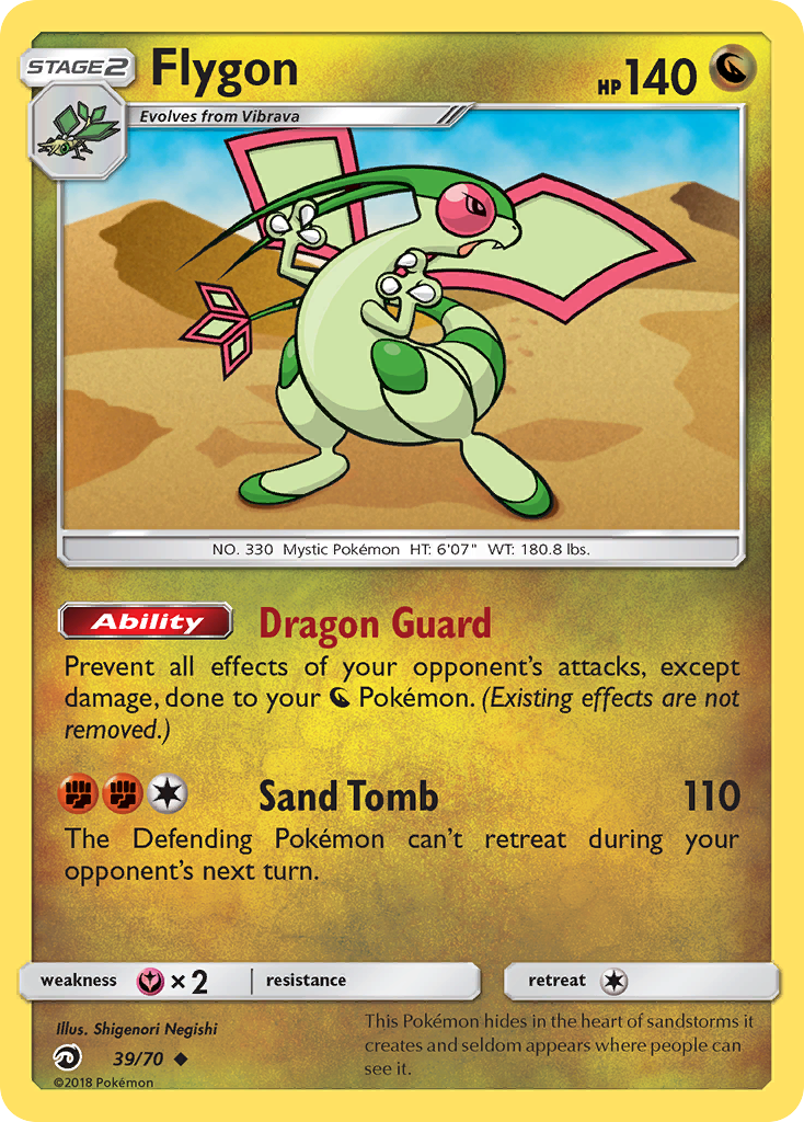 Flygon 39/70 English Pokémon card from Dragon Majesty (2018)