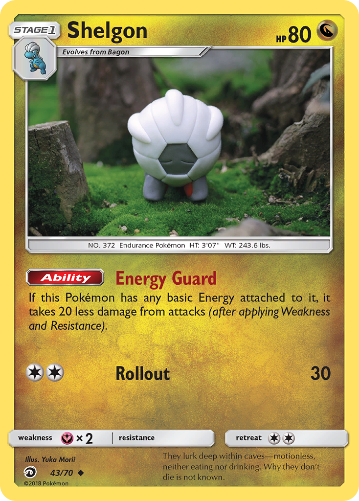 Shelgon 43/70 English Pokémon card from Dragon Majesty (2018)