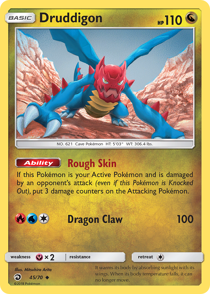 Druddigon 45/70 English Pokémon card from Dragon Majesty (2018)