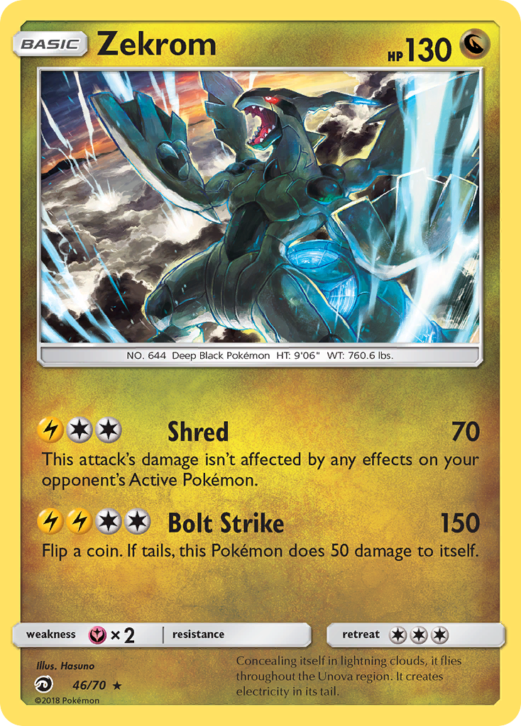 Zekrom 46/70 English Pokémon card from Dragon Majesty (2018)