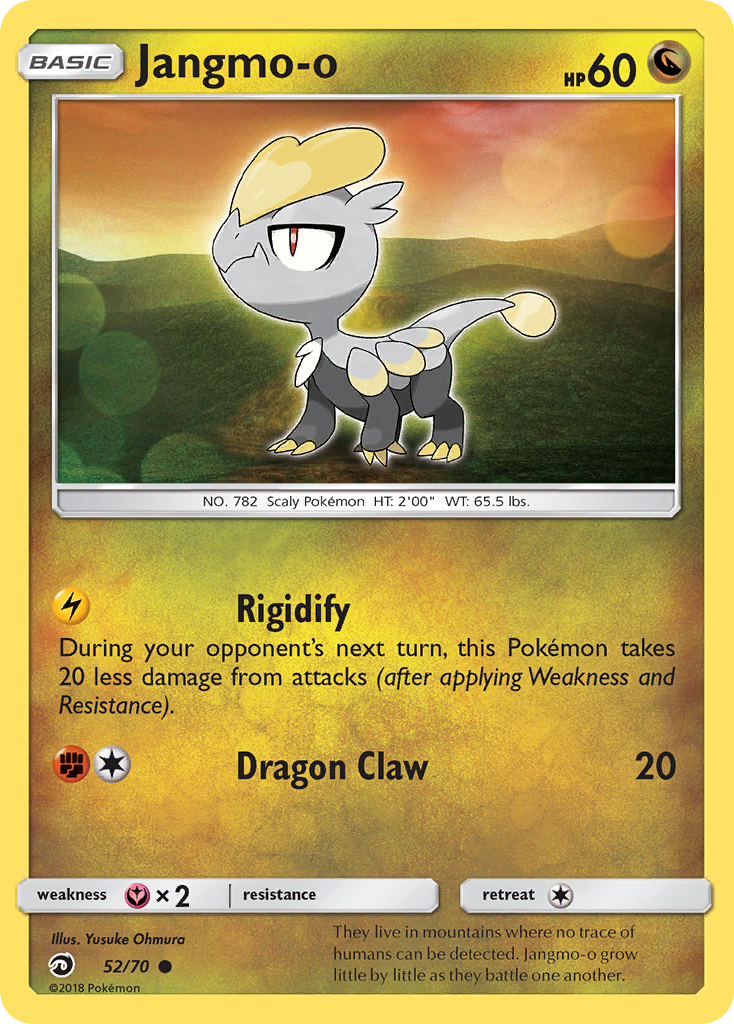 Jangmo-o 52/70 English Pokémon card from Dragon Majesty (2018)