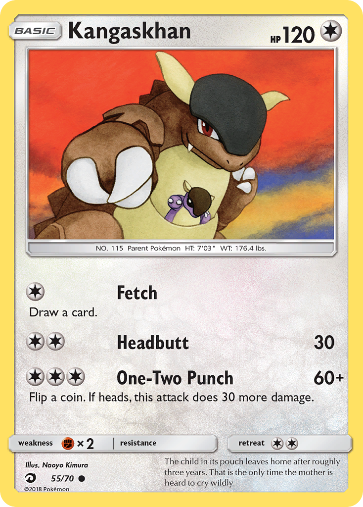 Kangaskhan 55/70 English Pokémon card from Dragon Majesty (2018)