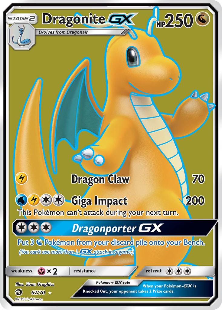 Dragonite-GX 67/70 English Pokémon card from Dragon Majesty (2018)