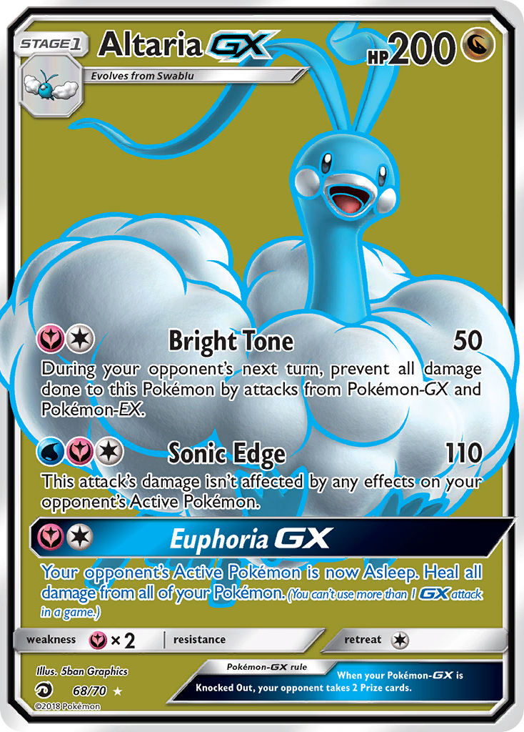 Altaria-GX 68/70 English Pokémon card from Dragon Majesty (2018)