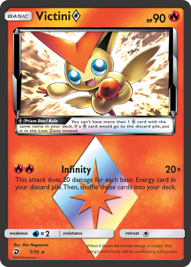 Victini ◇ 7/70 English Pokémon card from Dragon Majesty (2018)