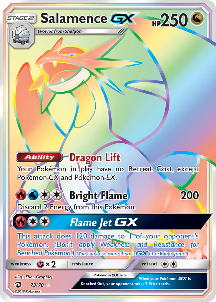 Salamence-GX 73/70 English Pokémon card from Dragon Majesty (2018)