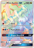 White Kyurem-GX 74/70 English Pokémon card from Dragon Majesty (2018)