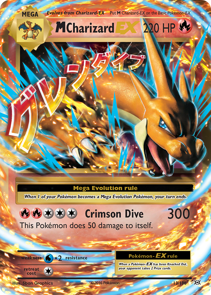 M Charizard-EX 13/108 English Pokémon card from Evolutions (2016)