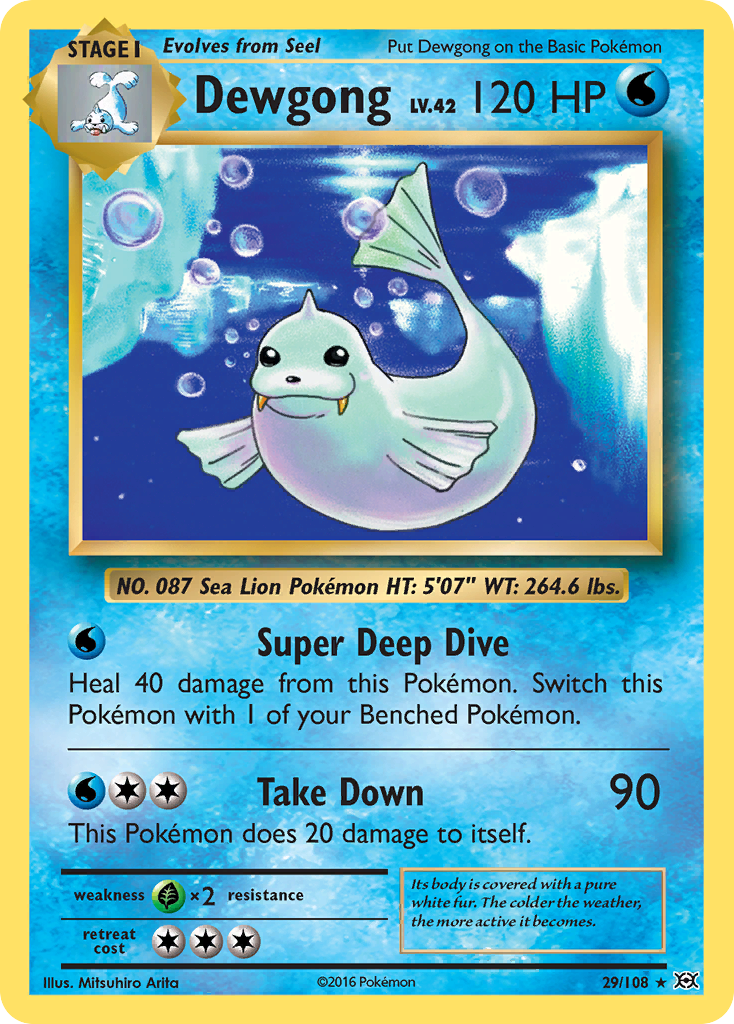 Dewgong 29/108 English Pokémon card from Evolutions (2016)