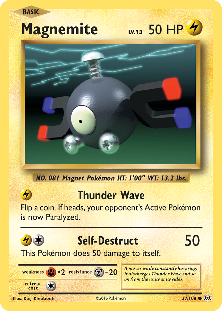 Magnemite 37/108 English Pokémon card from Evolutions (2016)