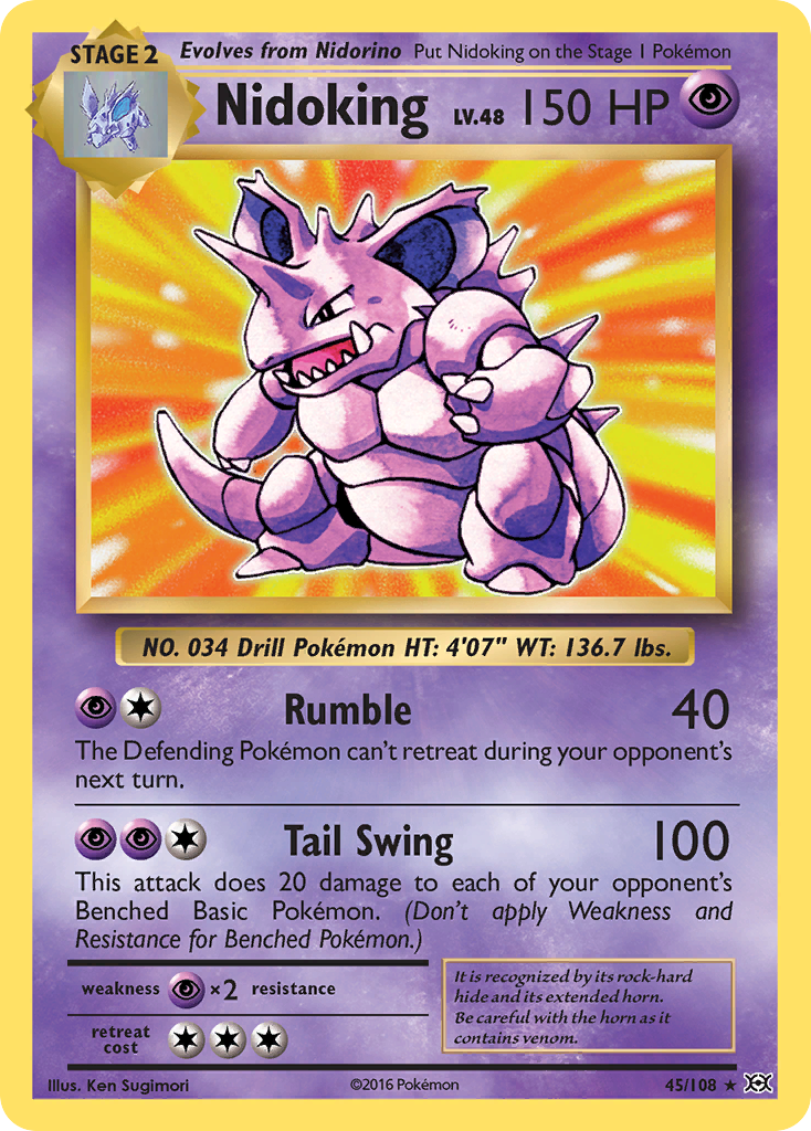 Nidoking 45/108 English Pokémon card from Evolutions (2016)