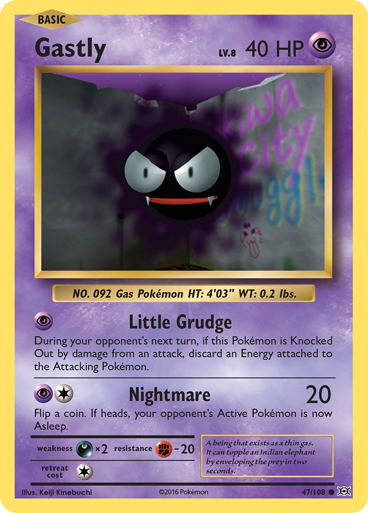 Gastly 47/108 English Pokémon card from Evolutions (2016)