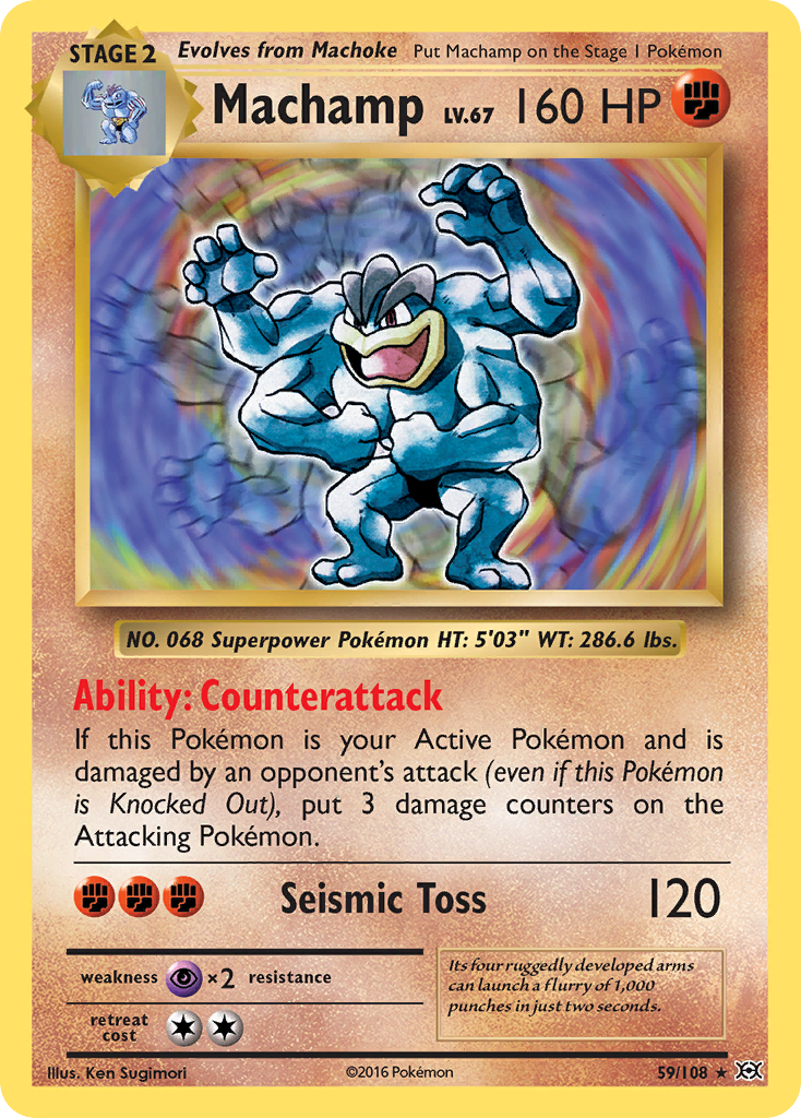 Machamp 59/108 English Pokémon card from Evolutions (2016)