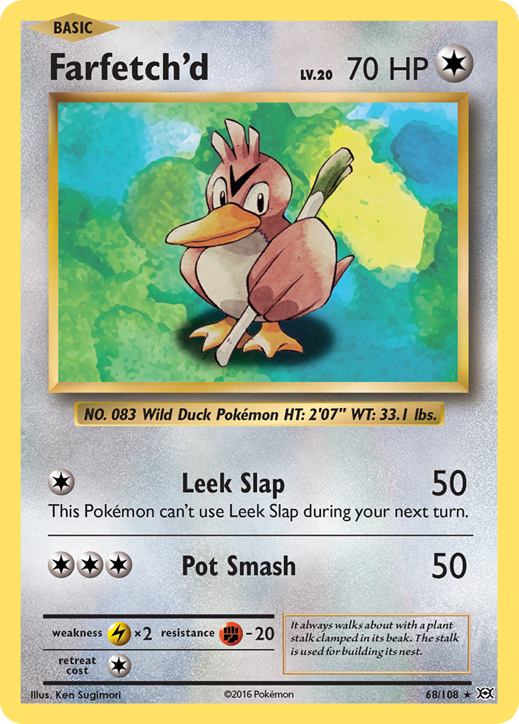 Farfetch'd 68/108 English Pokémon card from Evolutions (2016)