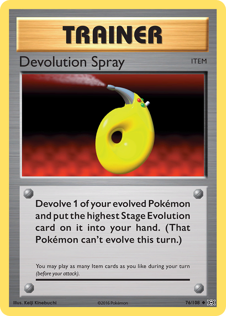 Devolution Spray 76/108 English Pokémon card from Evolutions (2016)