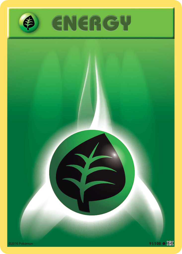 Grass Energy 91/108 English Pokémon card from Evolutions (2016)