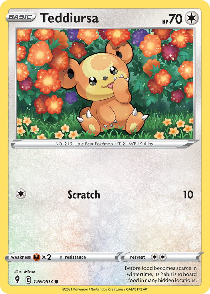 Teddiursa 126/203 — English Pokémon Evolving Skies (2021)