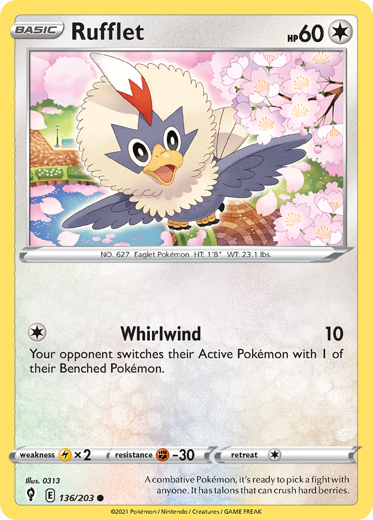 Rufflet 136/203 — English Pokémon Evolving Skies (2021)