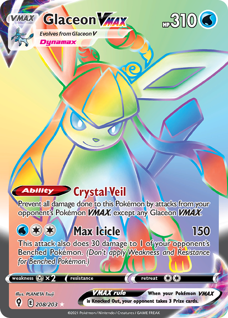 Glaceon VMAX 208/203 — English Pokémon Evolving Skies (2021)