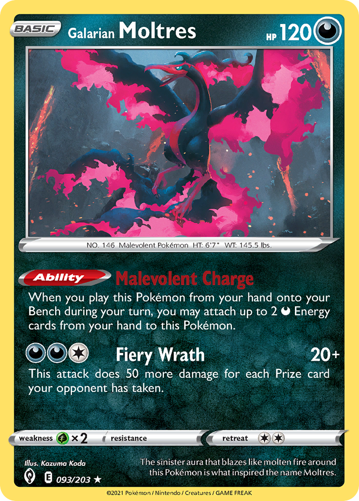 Galarian Moltres 93/203 — English Pokémon Evolving Skies (2021)