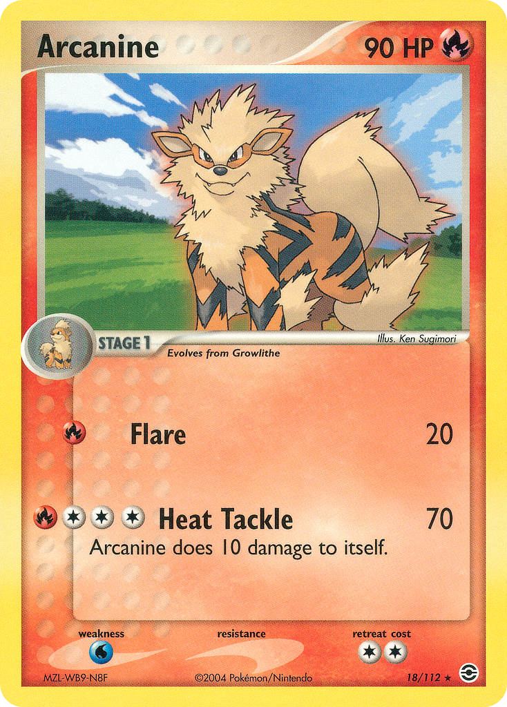 Arcanine 18/112 Pokémon EX FireRed & LeafGreen 2004 card
