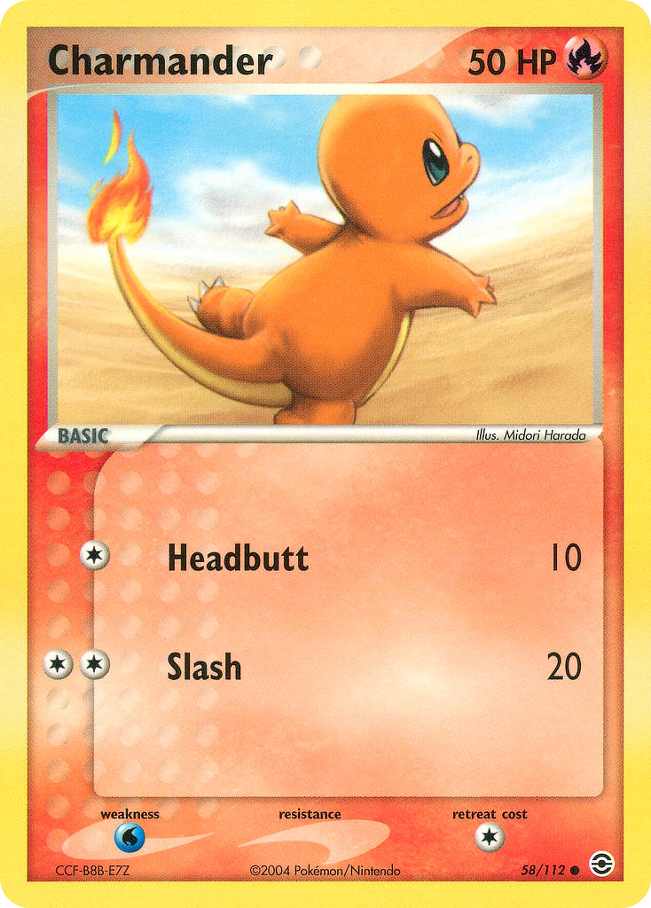 Charmander 58/112 Pokémon EX FireRed & LeafGreen 2004 card