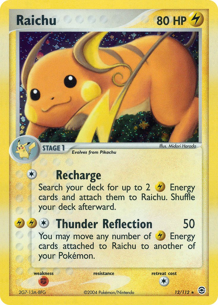 Raichu 12/112 Pokémon EX FireRed & LeafGreen 2004 card