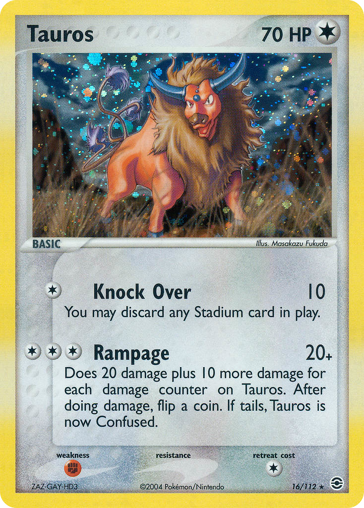 Tauros 16/112 Pokémon EX FireRed & LeafGreen 2004 card