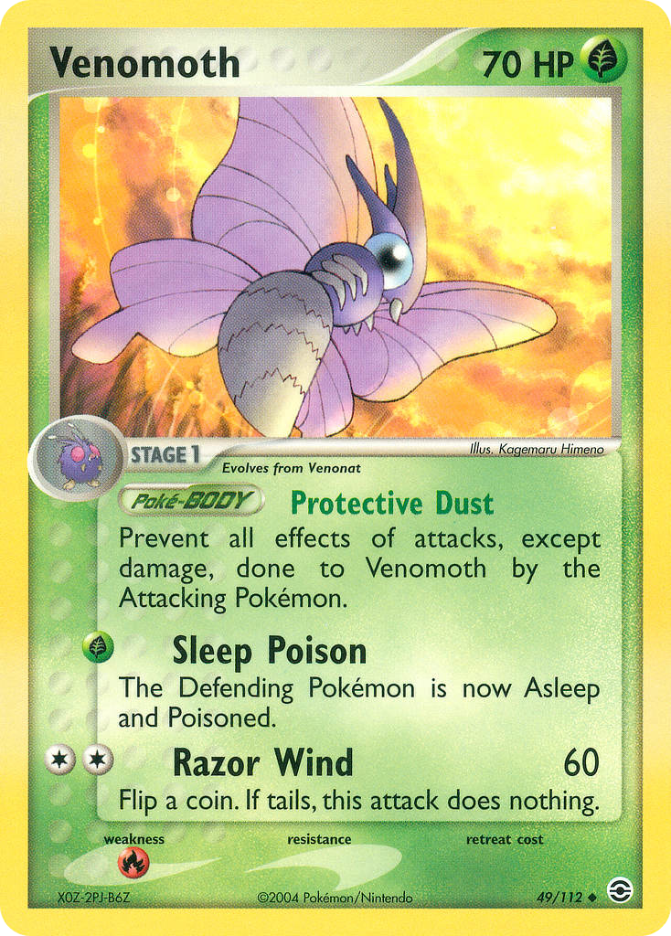 Venomoth 49/112 Pokémon EX FireRed & LeafGreen 2004 card