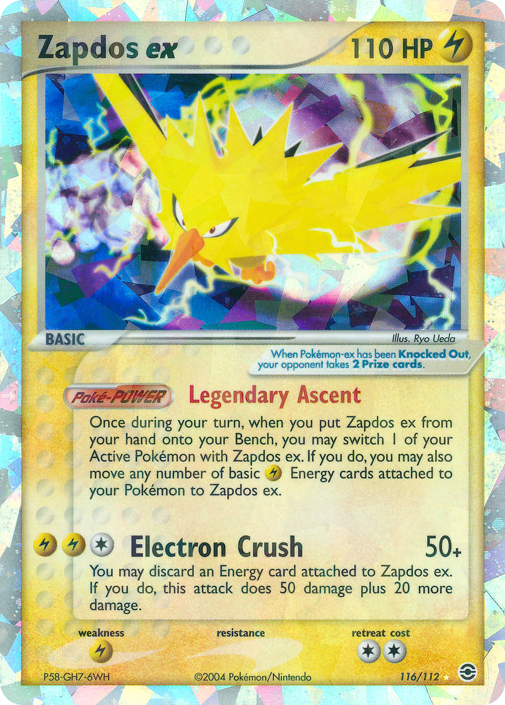 Zapdos ex 116/112 Pokémon EX FireRed & LeafGreen 2004 card