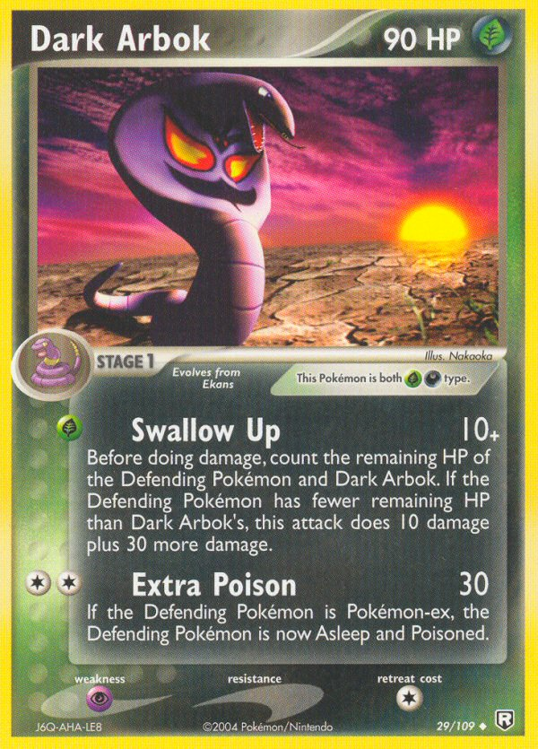 Dark Arbok 29/109 Pokémon EX Team Rocket Returns 2004 card