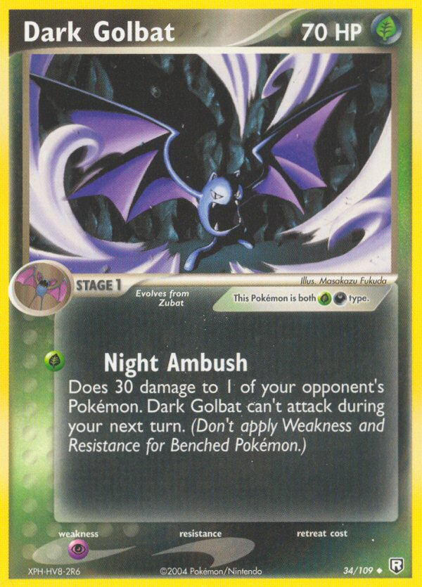 Dark Golbat 34/109 Pokémon EX Team Rocket Returns 2004 card