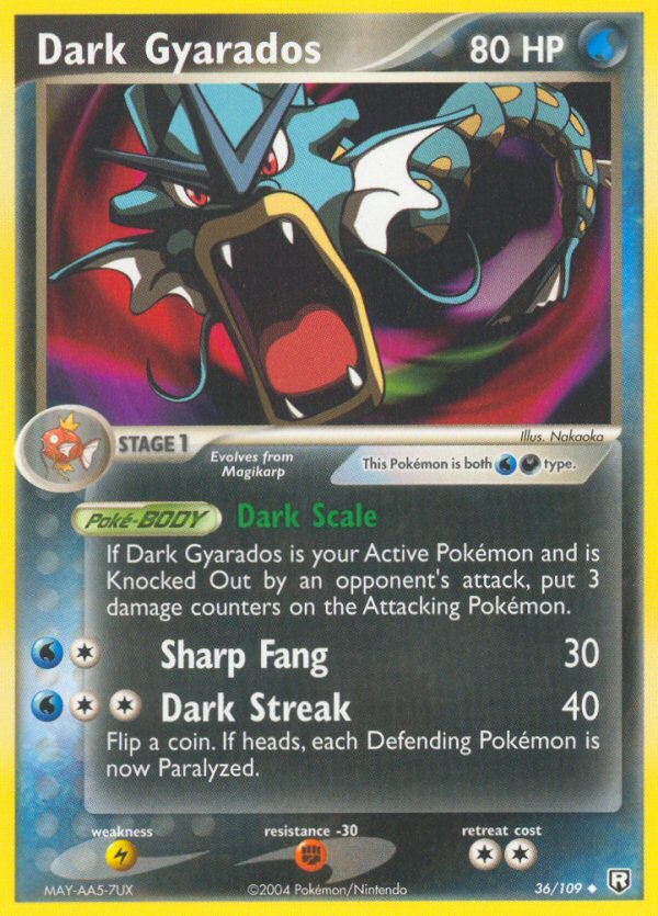 Dark Gyarados 36/109 Pokémon EX Team Rocket Returns 2004 card