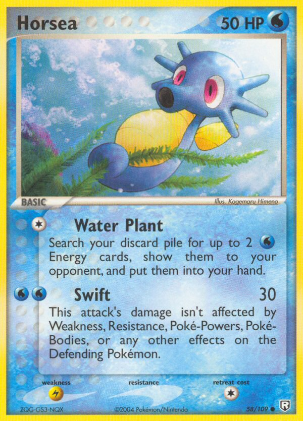 Horsea 58/109 Pokémon EX Team Rocket Returns 2004 card
