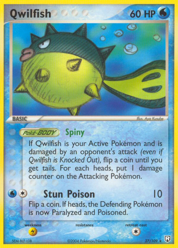 Qwilfish 27/109 Pokémon EX Team Rocket Returns 2004 card