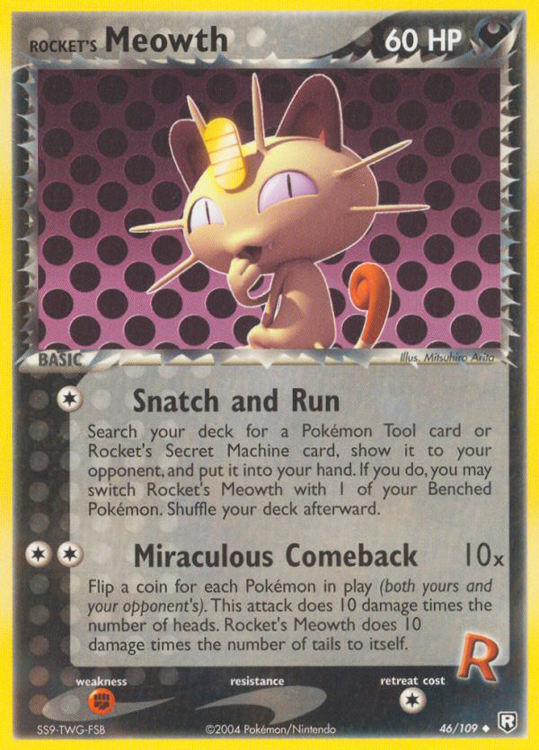 Rocket's Meowth 46/109 Pokémon EX Team Rocket Returns 2004 card