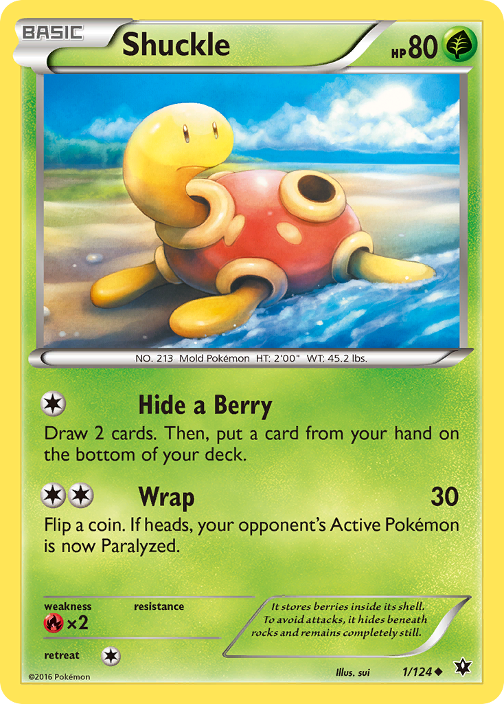 Shuckle 1/124 English Pokémon card from Fates Collide (2016)