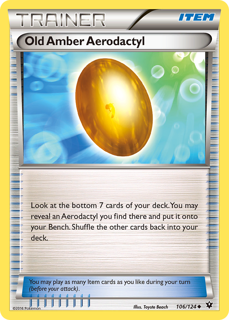 Old Amber Aerodactyl 106/124 English Pokémon card from Fates Collide (2016)