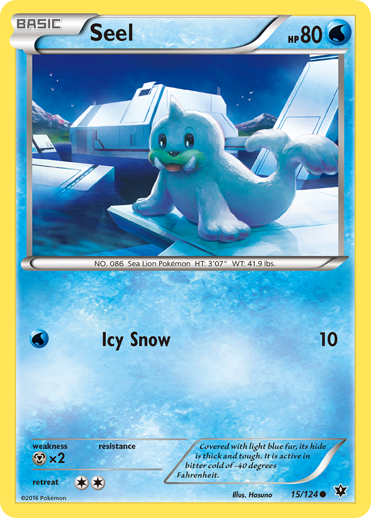 Seel 15/124 English Pokémon card from Fates Collide (2016)