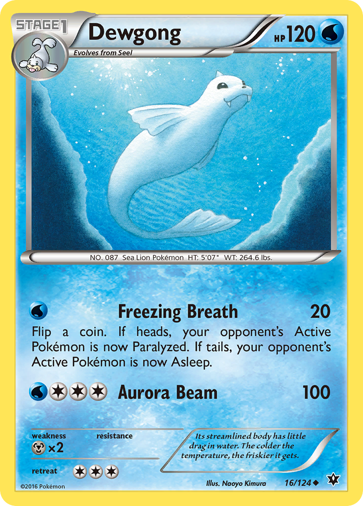 Dewgong 16/124 English Pokémon card from Fates Collide (2016)